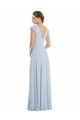 V-Back Sea Glass A-Line Bateau Neck Long Formal Dress