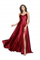 Low Back Burgundy A-Line Cowl Neck Long Black Tie Formal Dress