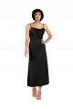 Black A-Line Cowl Neck Tea Length Formal Dress