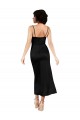 Black A-Line Cowl Neck Tea Length Formal Dress