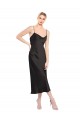 Low Back Black A-Line Cowl Neck Midi Length Formal Dress