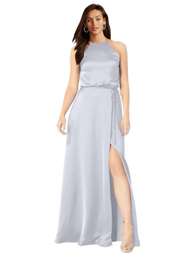 Cheap Open Back Fog A-Line Halter Neck Long Formal Dress UK
