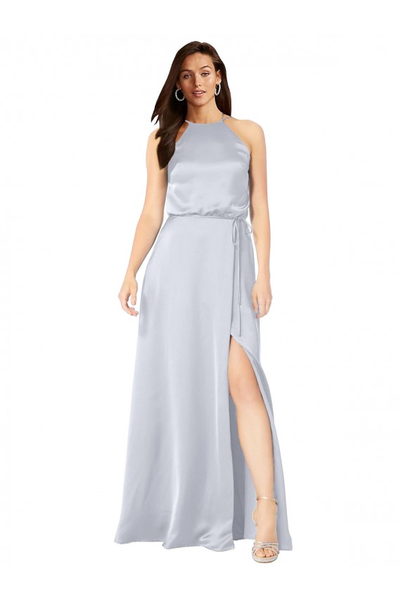 Open Back Fog A-Line Halter Neck Long Formal Dress
