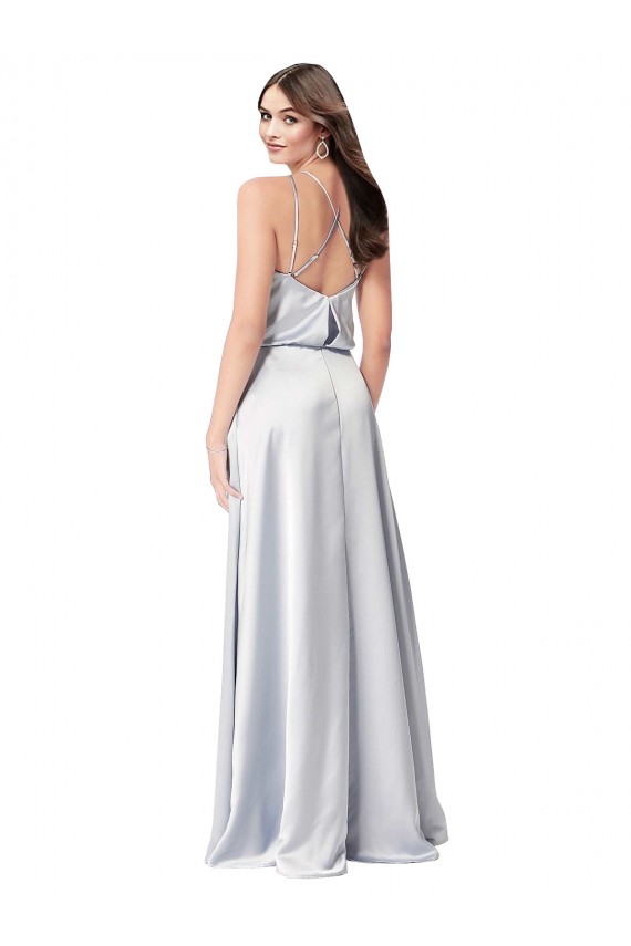 Open Back Fog A-Line Halter Neck Long Formal Dress