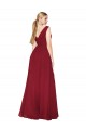 V-Back Burgundy A-Line High Neck Long Black Tie Formal Dress