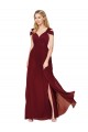 Burgundy A-Line High Neck Sleeveless Long Formal Dress