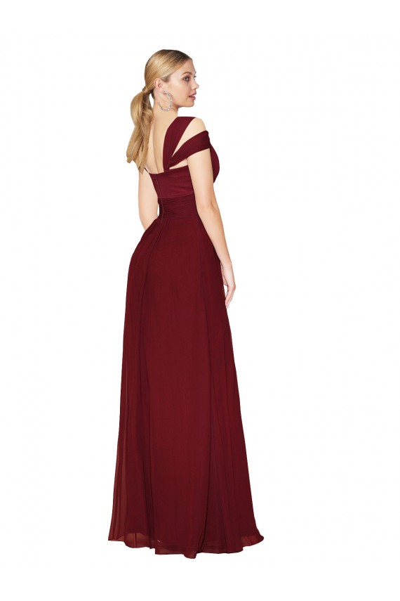 Burgundy A-Line High Neck Sleeveless Long Formal Dress