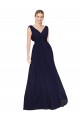 Dark Navy A-Line High Neck Long Formal Dress