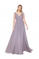 V-Back Dusty Rose A-Line High Neck Long Formal Dress
