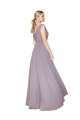 V-Back Dusty Rose A-Line High Neck Long Formal Dress