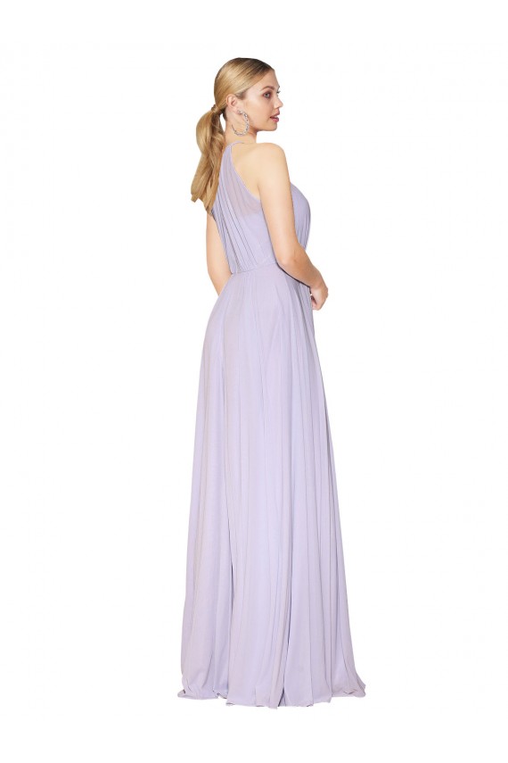 Lilac A-Line High Neck Long Formal Dress