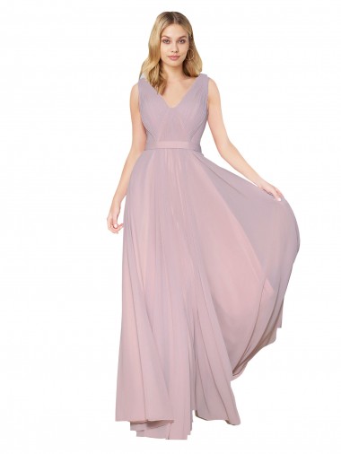 Cheap V-Back Primrose A-Line High Neck Long Formal Dress UK
