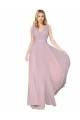 V-Back Primrose A-Line High Neck Long Formal Dress