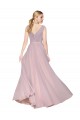 V-Back Primrose A-Line High Neck Long Formal Dress