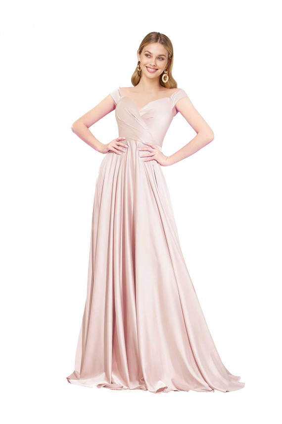 Pink A-Line High Neck Long Formal Dress