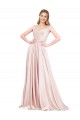Pink A-Line High Neck Long Formal Dress