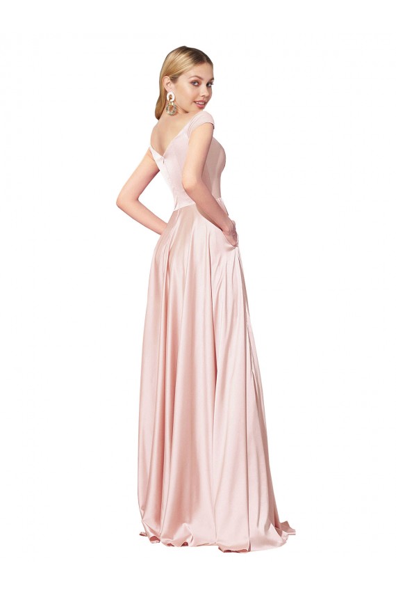 Pink A-Line High Neck Long Formal Dress