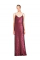 Burgundy A-Line High Neck Long Formal Dress