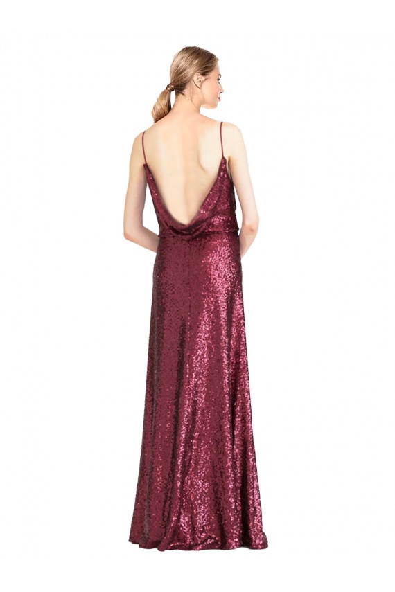 Burgundy A-Line High Neck Long Formal Dress