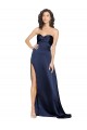 Low Back Sapphire A-Line High Neck Long Formal Dress