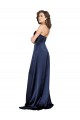 Low Back Sapphire A-Line High Neck Long Formal Dress