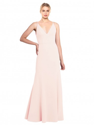 Cheap V-Back Pink A-Line High Neck Long Formal Dress UK