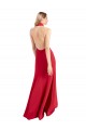 Open Back Red A-Line High Neck Long Formal Dress