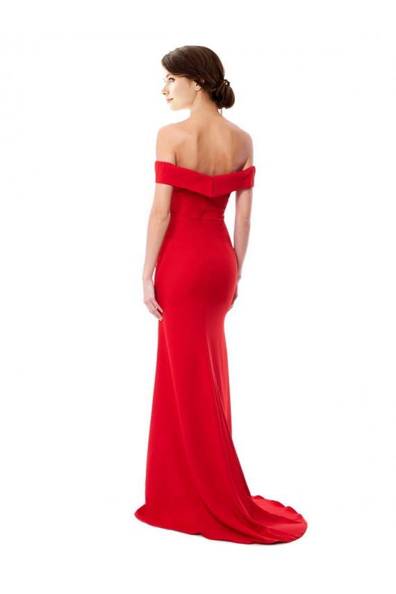 Red A-Line High Neck Long Formal Dress