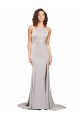 Low Back A-Line High Neck Sweep Train Formal Dress