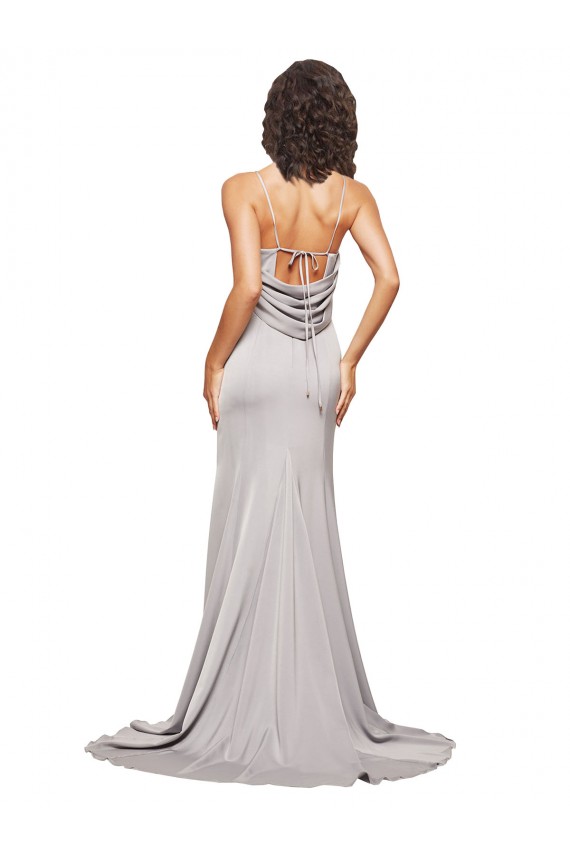 Low Back A-Line High Neck Sweep Train Formal Dress