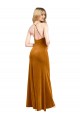Open Back Gold A-Line High Neck Long Formal Dress