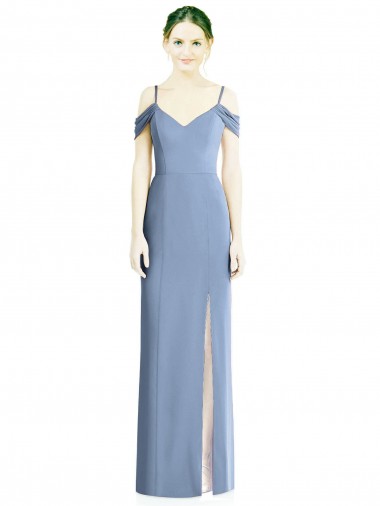 Cheap Open Back Dusty Blue A-Line Jewel Long Formal Dress UK