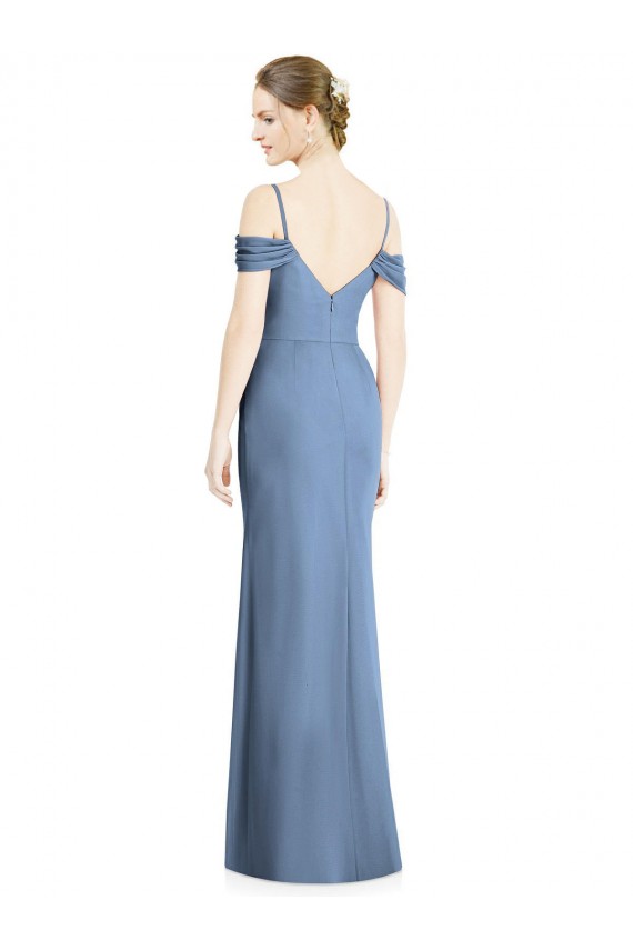Open Back Dusty Blue A-Line Jewel Long Formal Dress