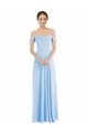 Light Sky Blue A-Line Off the Shoulder Long Formal Dress