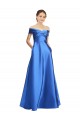 A-Line Off the Shoulder Long Black Tie Formal Dress