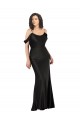 Low Back Black A-Line Off the Shoulder Long Formal Dress
