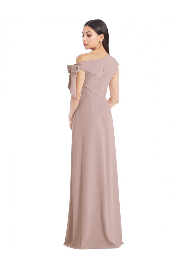 Dusty Pink A-Line Off the Shoulder Long Formal Dress