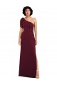 Burgundy A-Line One Shoulder Long Formal Dress