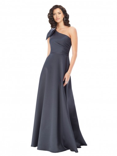 Cheap Satin A-Line One Shoulder Sleeveless Long Formal Dress UK