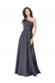 Satin A-Line One Shoulder Sleeveless Long Formal Dress