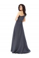 Satin A-Line One Shoulder Sleeveless Long Formal Dress