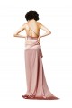 Open Back Dusty Pink A-Line One Shoulder Long Formal Dress