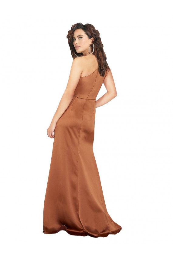 Orange A-Line One Shoulder Long Formal Dress