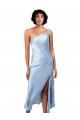 Light Sky Blue A-Line One Shoulder Midi Length Formal Dress