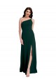 Open Back Midnight Green A-Line One Shoulder Long Formal Dress
