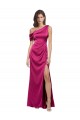 Fuchsia A-Line One Shoulder Long Formal Dress