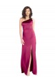 Open Back Fuchsia A-Line One Shoulder Long Formal Dress