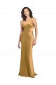 Gold A-Line One Shoulder Sleeveless Long Formal Dress