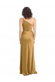Gold A-Line One Shoulder Sleeveless Long Formal Dress