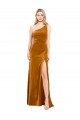 Gold A-Line One Shoulder Long Formal Dress